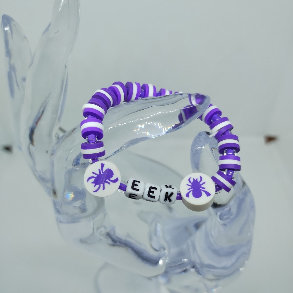 Purple and White Spider Kids Bracelet